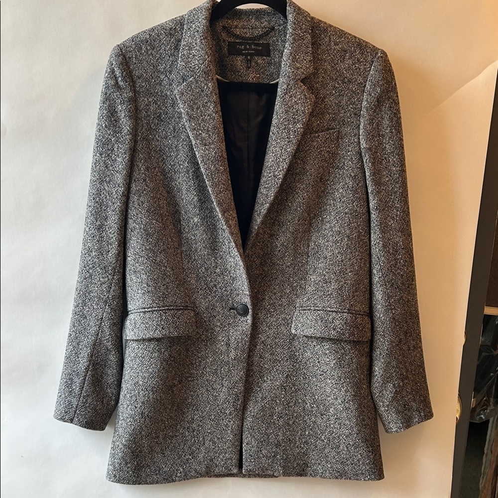 Rag & Bone Ronin Wool Textured Oversized Fit Blazer